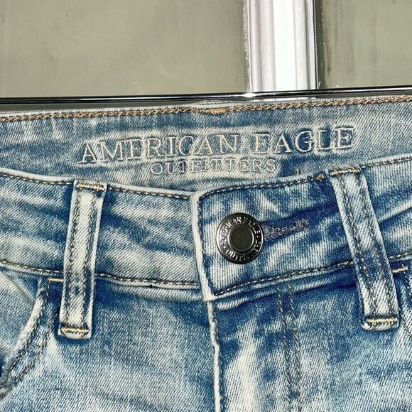 America Eagle next level stretch distressed hi rise jegging crop size 4 short - Picture 5 of 14